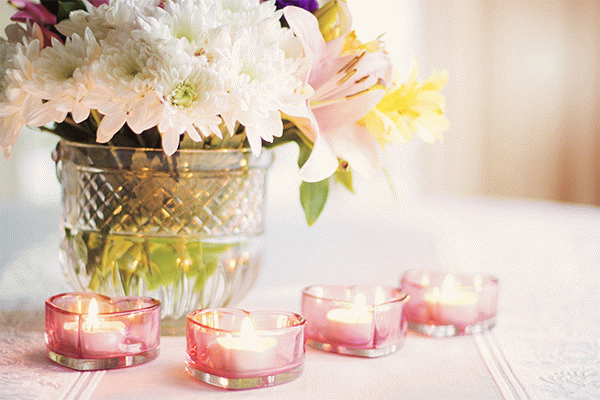 Career Change Tips landing in front of tealight candles and white flowers